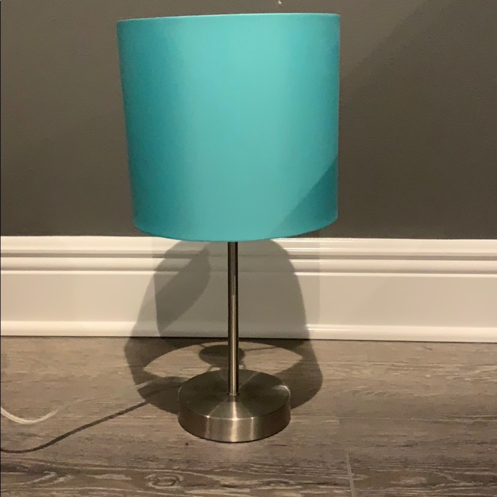 Sleek teal and brushed nickel lamp